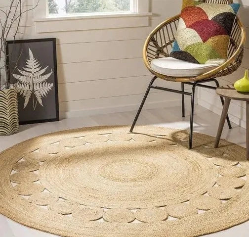 Handmade Jute Braided Round Rug For Home - Leechoo